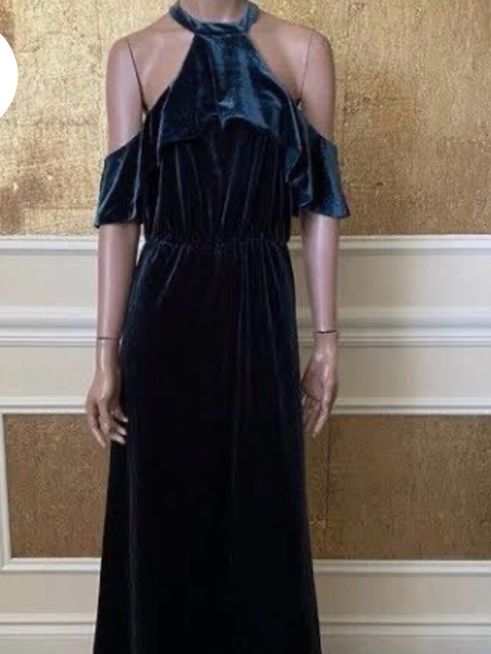 ALI & JAY One-Shoulder Velvet Maxi Dress in Deep Teal